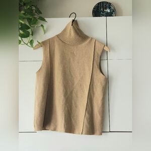 Zara Camel Sleeveless Turtleneck Sweater